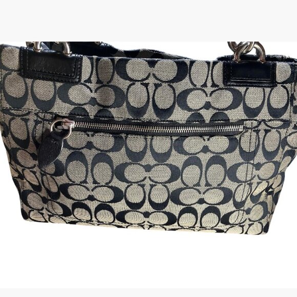 Coach Penelope Signature Carryall Tote in Black and Gray Monogram Canvas EUC - Picture 6 of 15